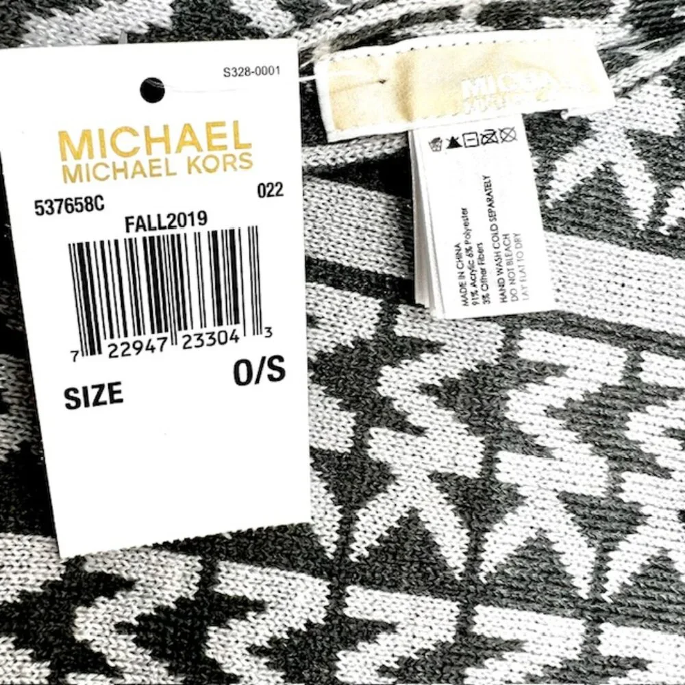 New Men/Women Michael Kors Scarf Grey/Silver Metalic MK Logo 66